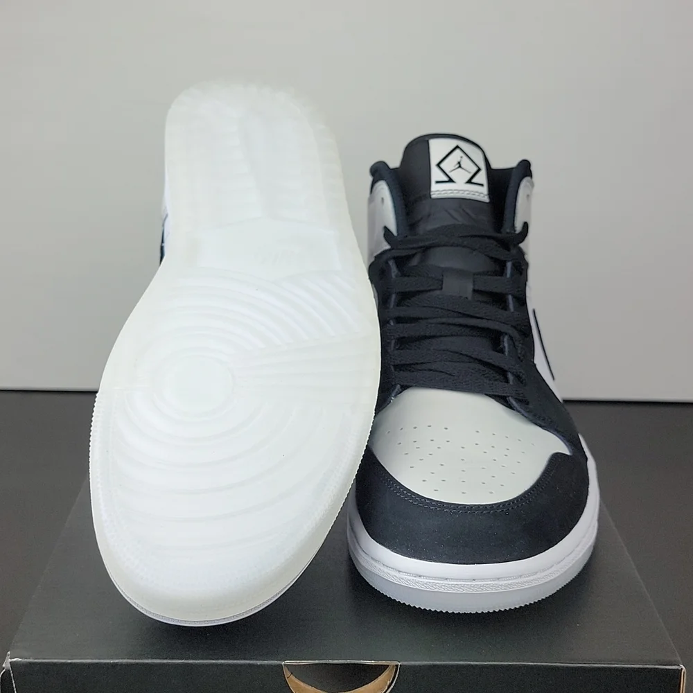 Air Jordan 1 Mid SE White Black Diamond Men's Basketball Shoes - Picture 6 of 6